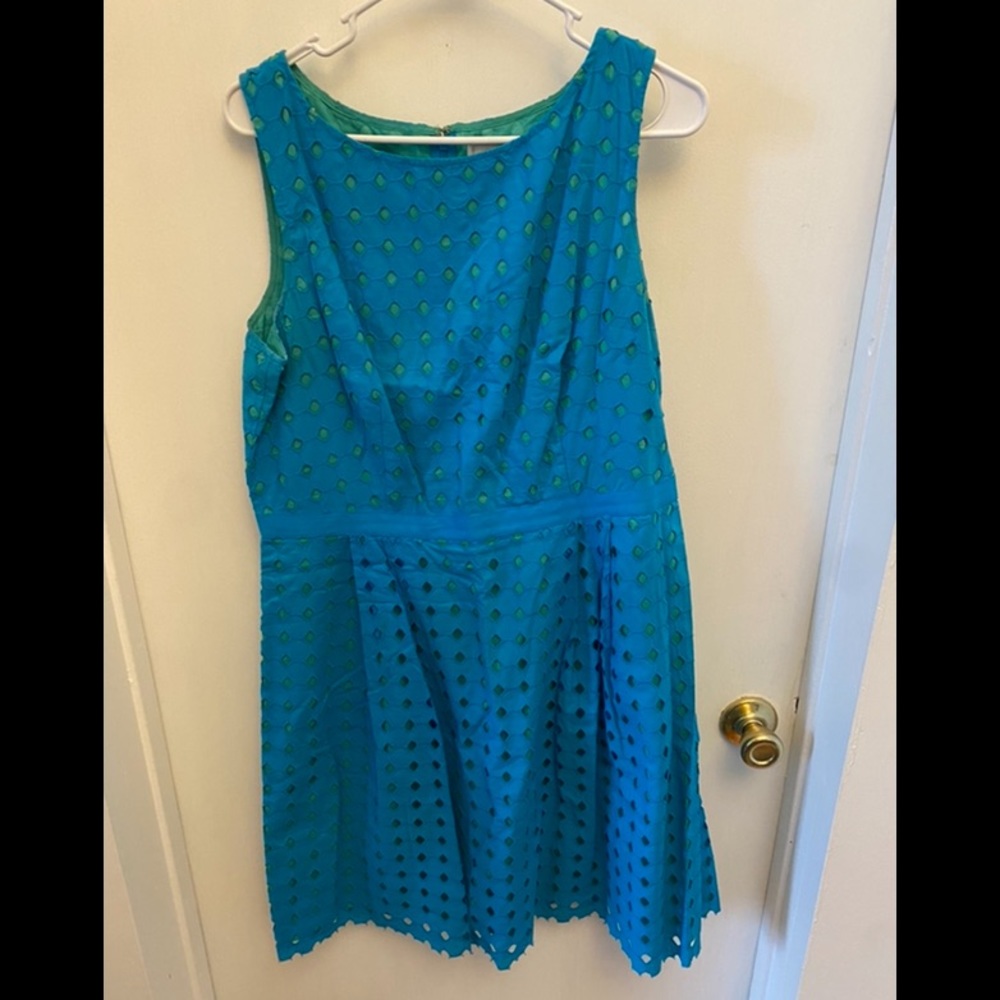 Beautiful blue and green/teal pleated Loft dress